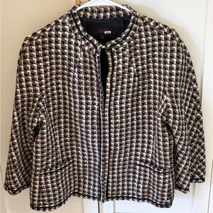 Talbots Classic Tweed Blazer Black and White Women’s Size 14